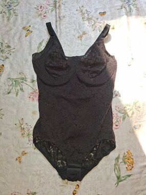 Bali Black Lace One-Piece Shapewear Bodysuit